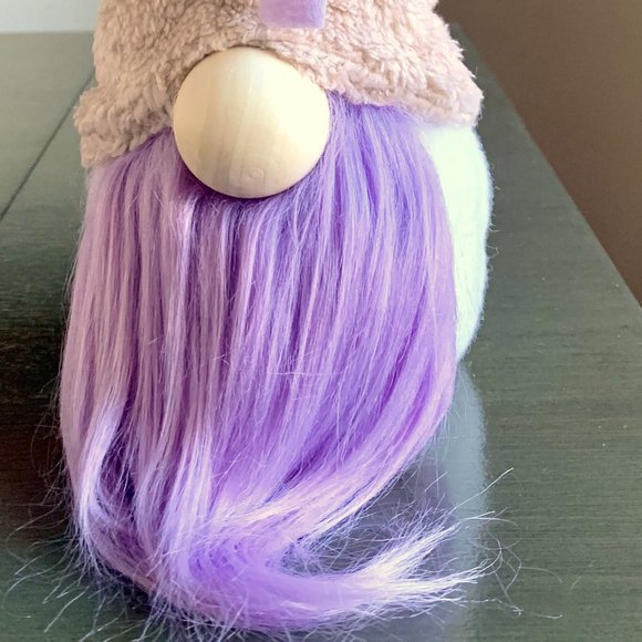 12 1/2" Lavender Flower or Pink Rose Spring Floral Wood Nose Plush Gnome New - Picture 3 of 12